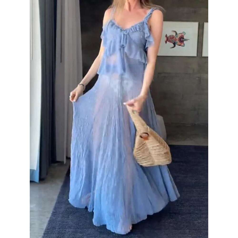 Yaphleet Vintage Women Sexy Hazy Lace Skirts 2025 Fashion Ladies Ruffles Two Piece Set For Holiday Female Chic Clothes