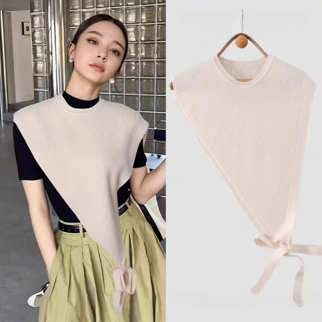 K768 2024 autumn and winter new scarf women's shawl high-end retro niche design triangle knitted shawl with vest