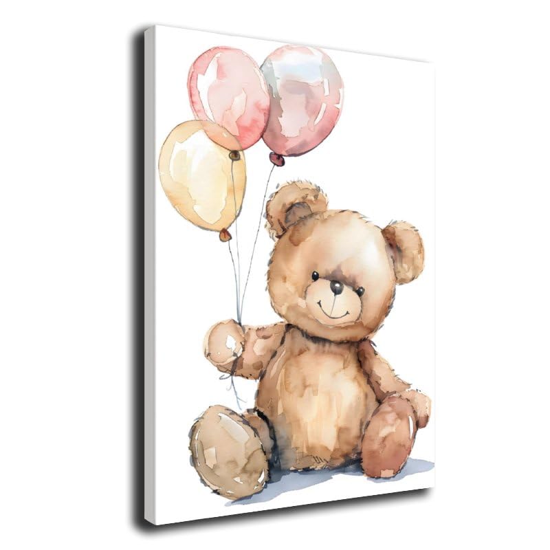 Generic Watercolor Baby Teddy Bear Children's Room Canvas Poster Wall Art Decor Print Picture Paintings for Living Room Gift ForBedroom Decoratio