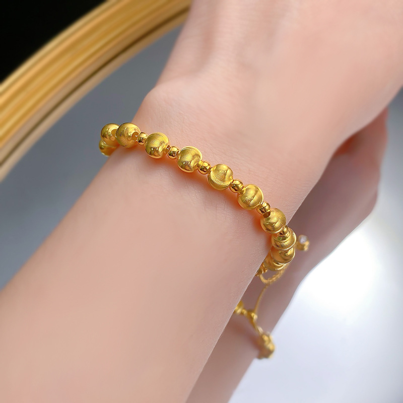 S925 Sterling Silver Laser Brushed Cat Eye 6mm Beaded Bracelet for Women Minimalist Luxury Adjustable Durable Oxidation-Resistant Daily Gift