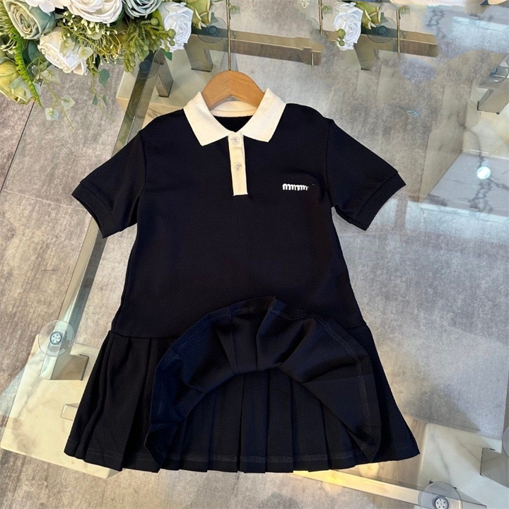 Dresses letter summer fashion short-sleeved dress girl designer clothing casual print princess pleated skirt 90-160CM A18