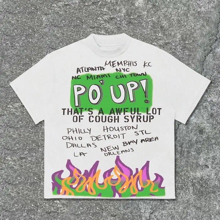 Men's T Shirts That's A Awful Lot Of Cough Syrup Po Up Graphic Cotton T-Shirt Unisex Harajuku Vintage Streetwear Men Clothing