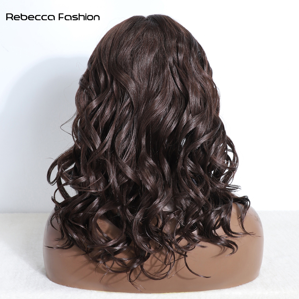 Rebecca Fashion Cosplay Synthetic 20" Curly Dark Brown Ombre Blonde Wigs For Women Lace Front Wigs