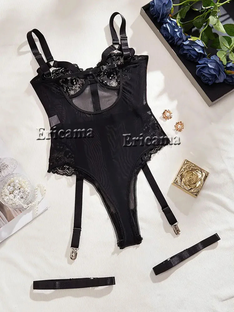 Erotic Sexy Lace Bra And Panty Set Underwear Transparent Exotic Sets Thong Woman Porn Fancy Sensual Lingerie Bodysuit 250519