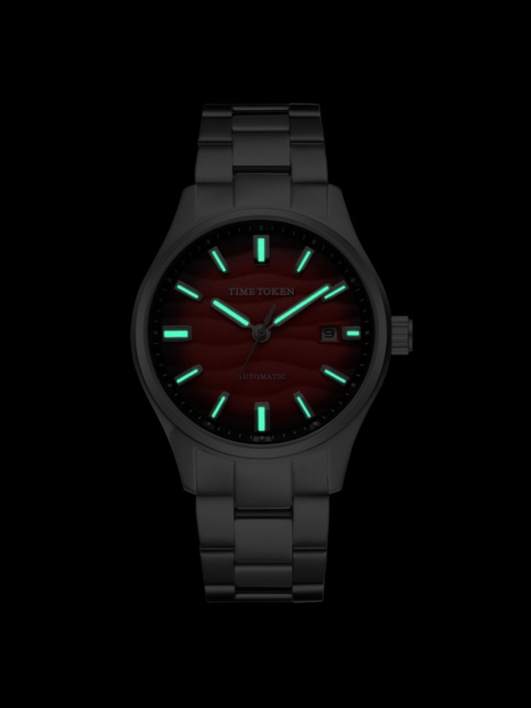 40mm TIMETOKEN Men's Dress Watch with Desert Texture - Automatic Mechanical, Sapphire Crystal, 50m Water Resistance, Luminescent Design