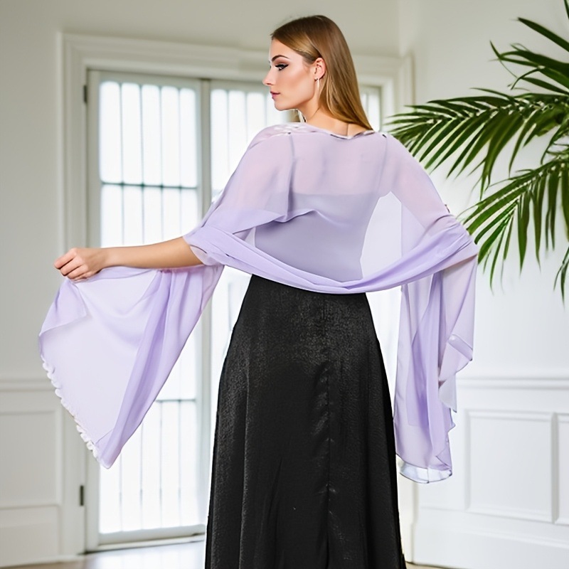 K764 European and American cross-border solid color chiffon extended shawl bridesmaid group wedding dress dance party dinner shawl women