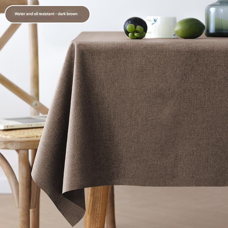 A702 Fabric cotton and linen tablecloth waterproof and oil-proof solid color rectangular tablecloth dust cover towel household coffee table tablecloth