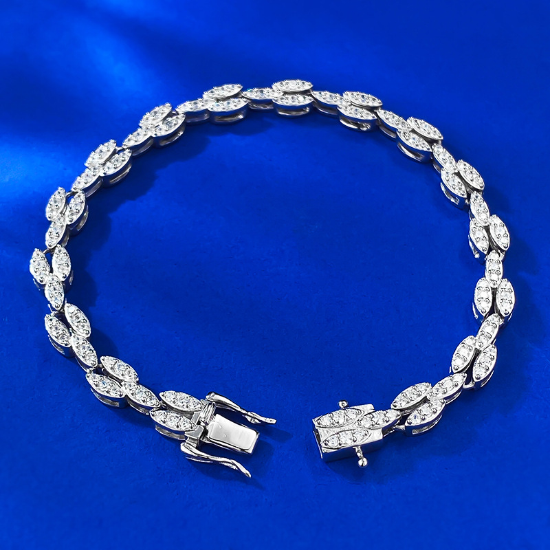 New 925 Sterling Silver Hip Hop Cuban Link Full Diamond Tennis Bracelet for Couples Unique European American Design