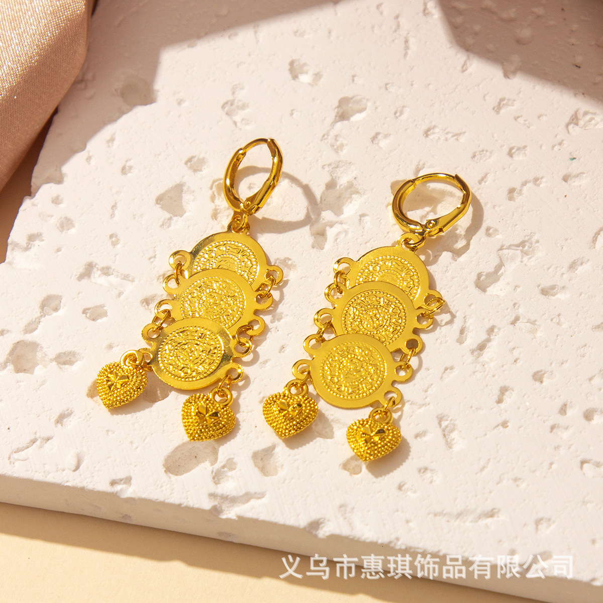 Bridal Wedding Jewelry Set Round Coins Classic Gold Plated Bohemian Tassel Coin Jewelry241105