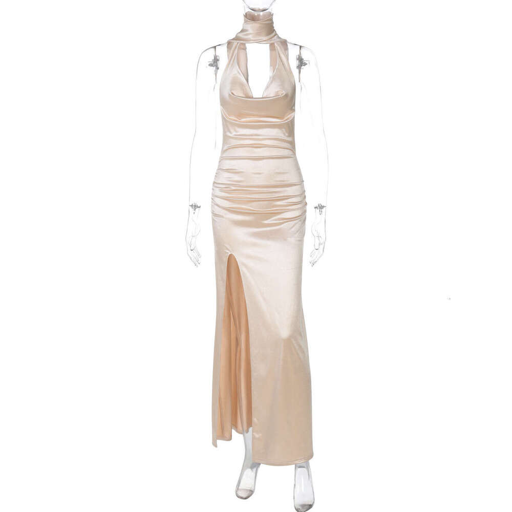 Sheath Dress Hot Selling Women S Clothing New Product Fashionable And Sexy Deep V Hanging Neck Backless Ribbon Slit Dress For Women Summer Dress
