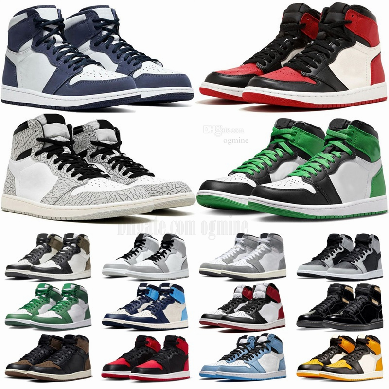 Unisex Mens High Mid OG basketball shoes 1 Palomino ones UNC toe men women grils university blue patent bred Reverse Mocha smoke grey 1s womens Trainers shoe 36-47