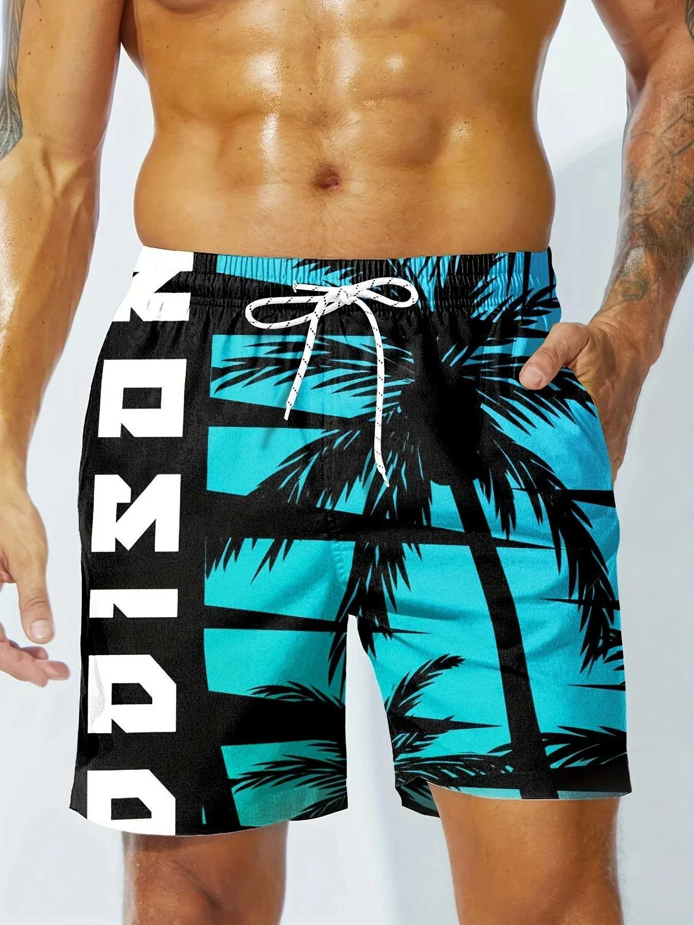 Mens Hawaiian Swim Trunks 3D Gradient Palm Tree Print Beach Shorts Quick Dry Outdoor Leisure Sports Shorts Fashion Mens Shorts J25051540SX