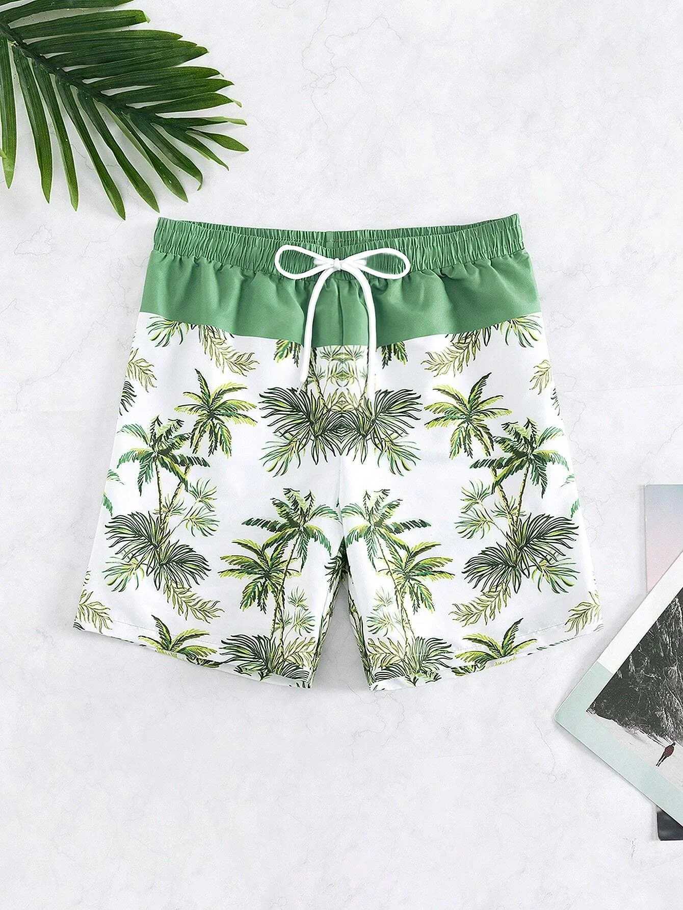Mens 3d Coconut Tree Printed Swimsuit Swimming Shorts Summer Soft And Breathable Polyester Beach Shorts Surfing Shorts J250515LFT1