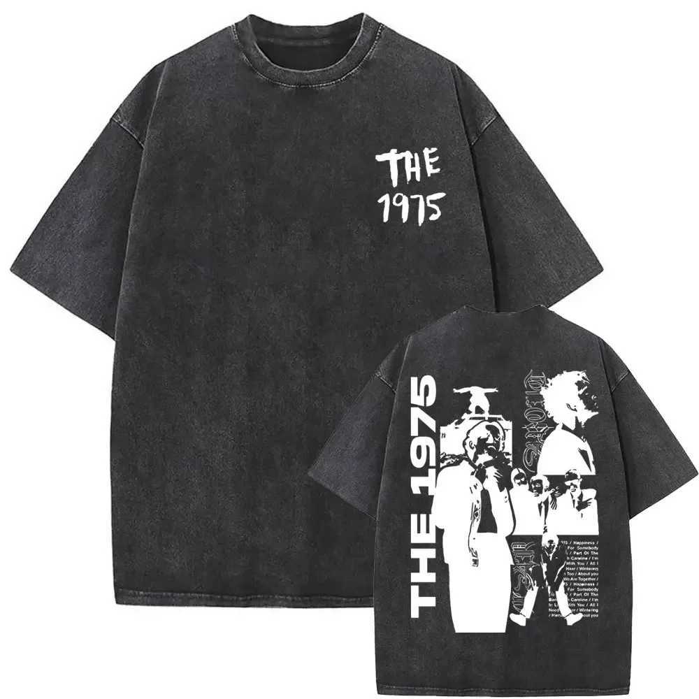 Washed Vintage The 1975 about You Print T-shirt Being Funny in A Foreign Language Album Tshirt Men Women Hip Hop Casual T Shirt J250515