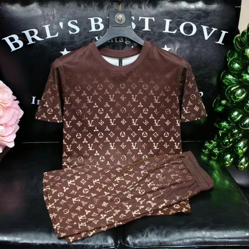 Men's Tracksuits Summer European Thin Shorts Set With Fashion Brand Casual Sports Quick Drying T-shirt 90-4XL