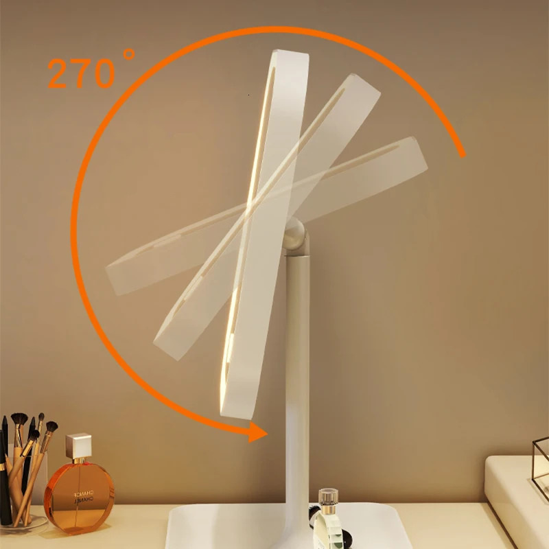 Modern Makeup Mirror With Storage Tray3 Color Light LED Desktop Vanity MirrorWomen Bedroom Dressing Touching Mirror 250516