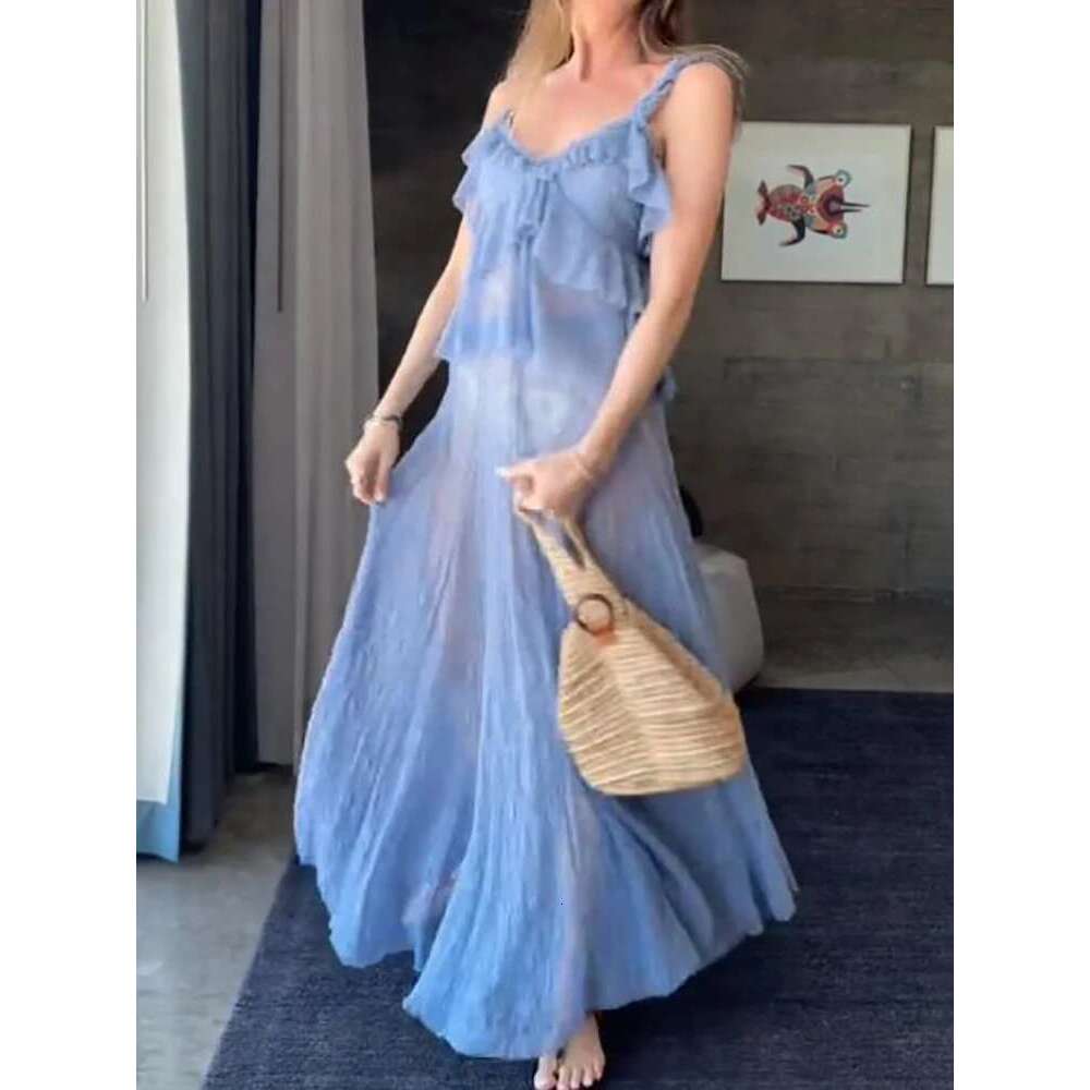 Yaphleet Vintage Women Sexy Hazy Lace Skirts 2025 Fashion Ladies Ruffles Two Piece Set For Holiday Female Chic Clothes