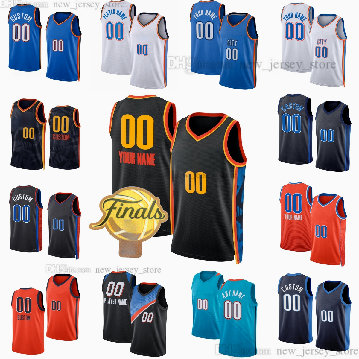 Custom 2025 Finals #2 Printed Basketball Jersey 8 Jalen Williams 7 Chet Holmgren 55 Isaiah Hartenstein 5 Luguentz Dort Wiggins Joe Dieng Jones Mitchell Jerseys shorts