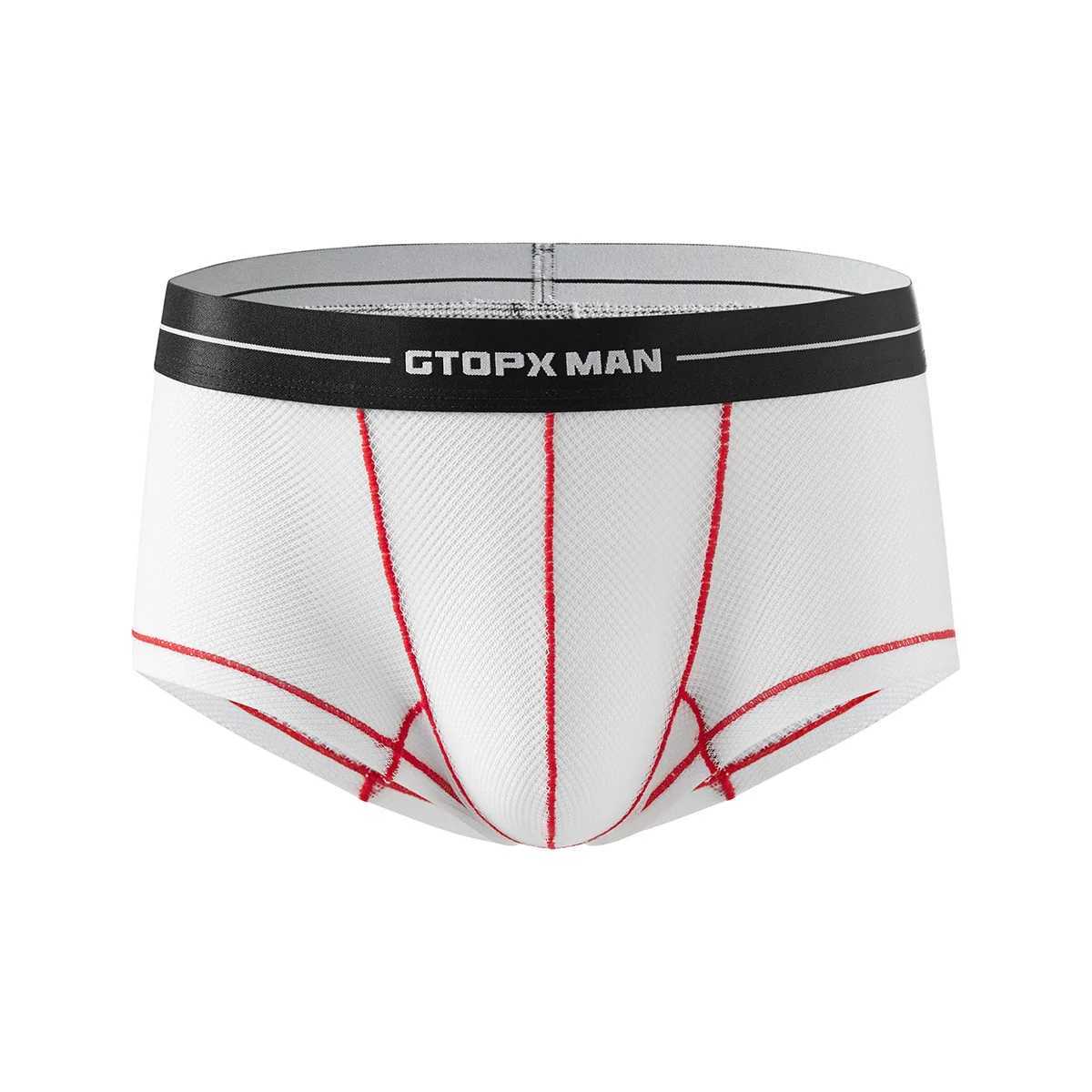 GTOPX mens underwear full mesh ice silk U convex low waist thin transparent sexy mesh breathable boxers J250516