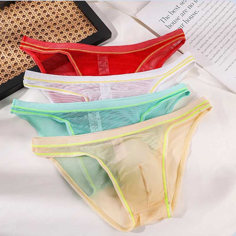 Mens Sexy Briefs Transparent Mesh Seamless Underwear Low-Rise Ultra-Thin Sheer Male Panties mens sexy underwear J250516