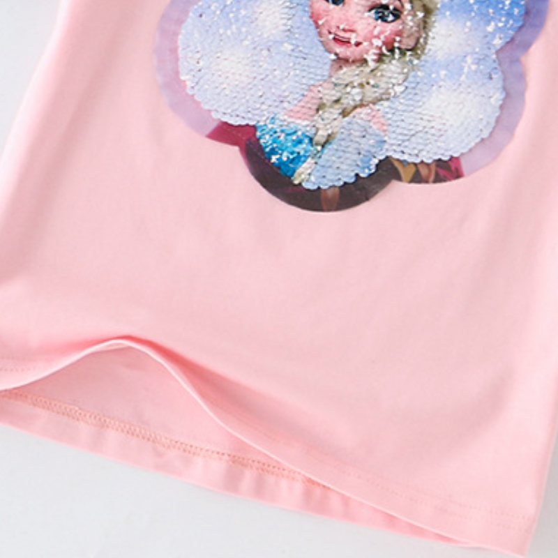 DISNEY girls designer clothes baby clothes Frozen Princess Elsa Princess top Girls' short-sleeved tops are comfortable and soft to wear in summer
