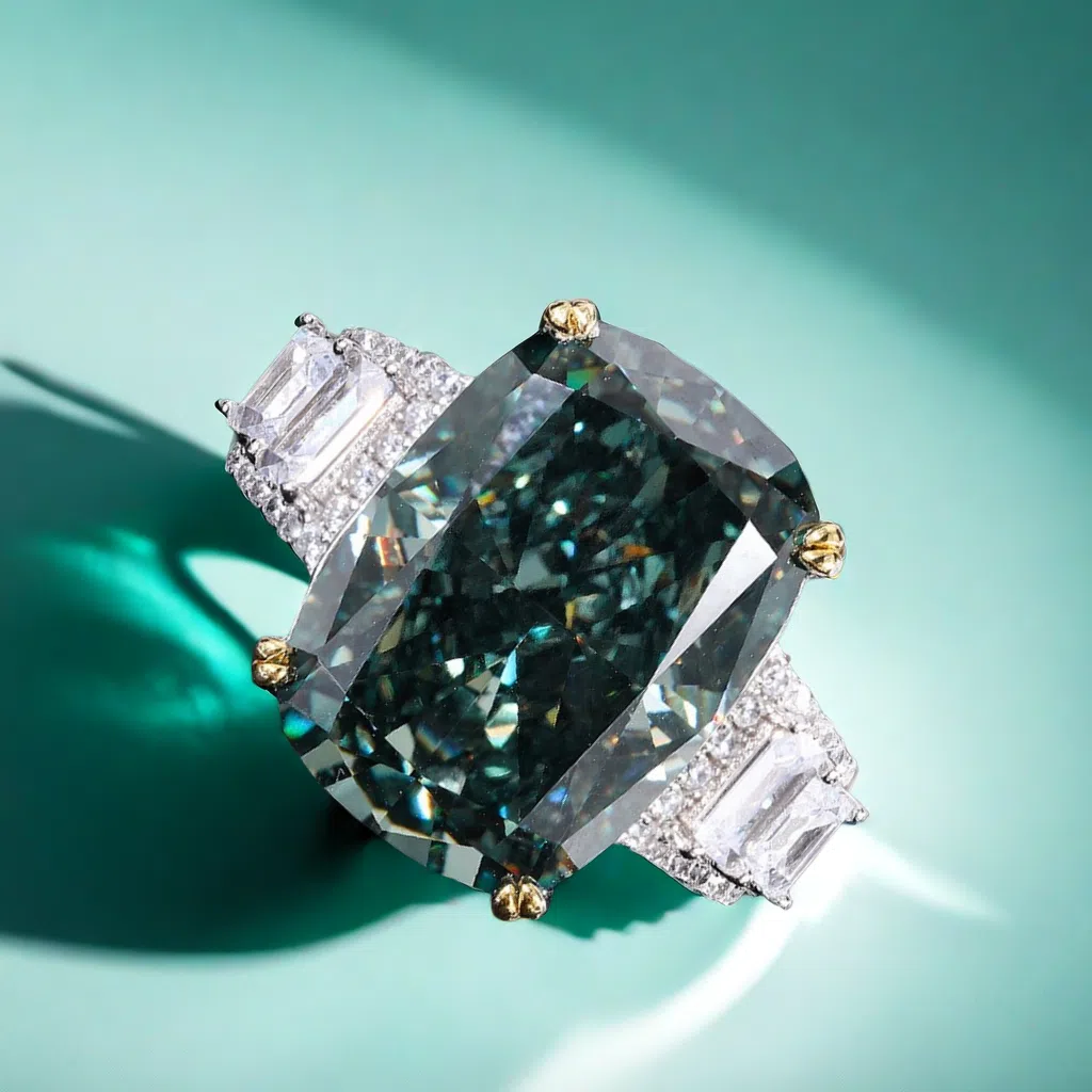 20CT S925 Royal Paparacha high-carbon diamond ring, heavy industry sparkling crushed ice cut rectangular 13*18 Luxury ring, prince and princess jewelr