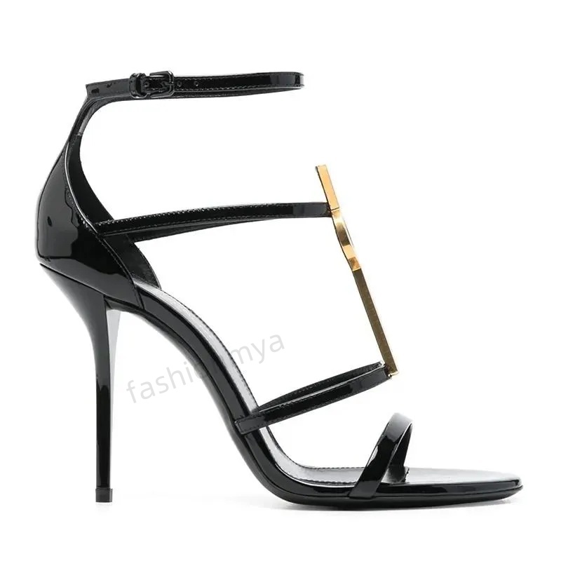 Designer Sandal Classic High Heel Quality 8cm 10cm Heels Sandals Fashion Patent Leather Heel Women Dress Shoe Party Wedding Office Sandal
