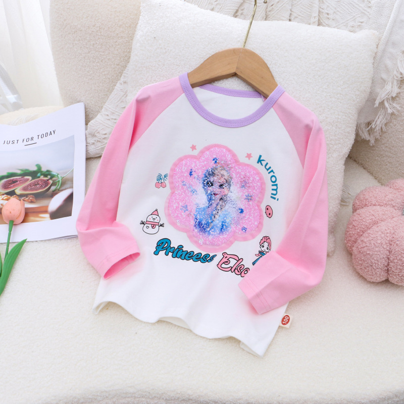 DISNEY infant designer clothes childrens designer clothes Frozen Elsa princess T-shirt with a princess print design comfortable and soft.
