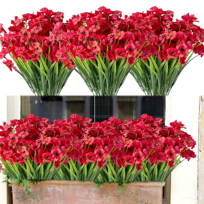 Artificial Flowers UV Resistant Fake Flowers Garden Home Wedding Farmhouse Festive Shrub Decor