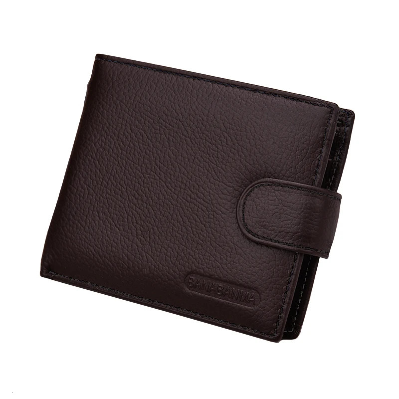 Genuine Leather Mens Wallet Short Money Clip Soft Leather Purse For Man Buckle Multi Card Position Zippe Wallet Men 250516