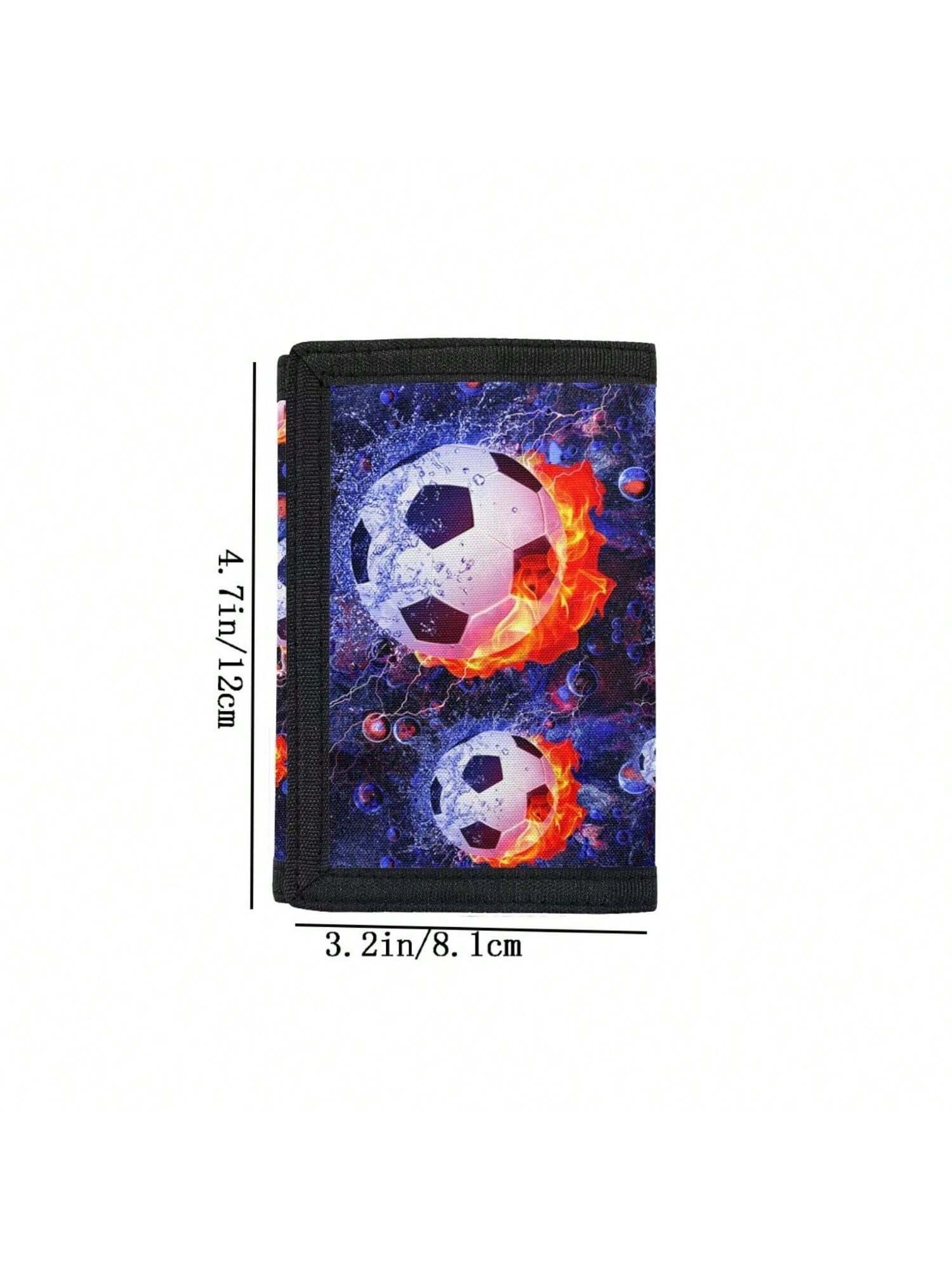 Soccer Fire Flame Print Boys Wallet for Kids 9-12 for Boys RFID Trifold Wallet Outdoor Sports Wallet for Travel Wallet CoinPurse