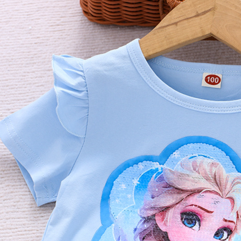 DISNEY Frozen Princess Elsa Kids designer clothes toddler designer clothes cartoon printed T-shirt for baby girl summer children's clothes short-