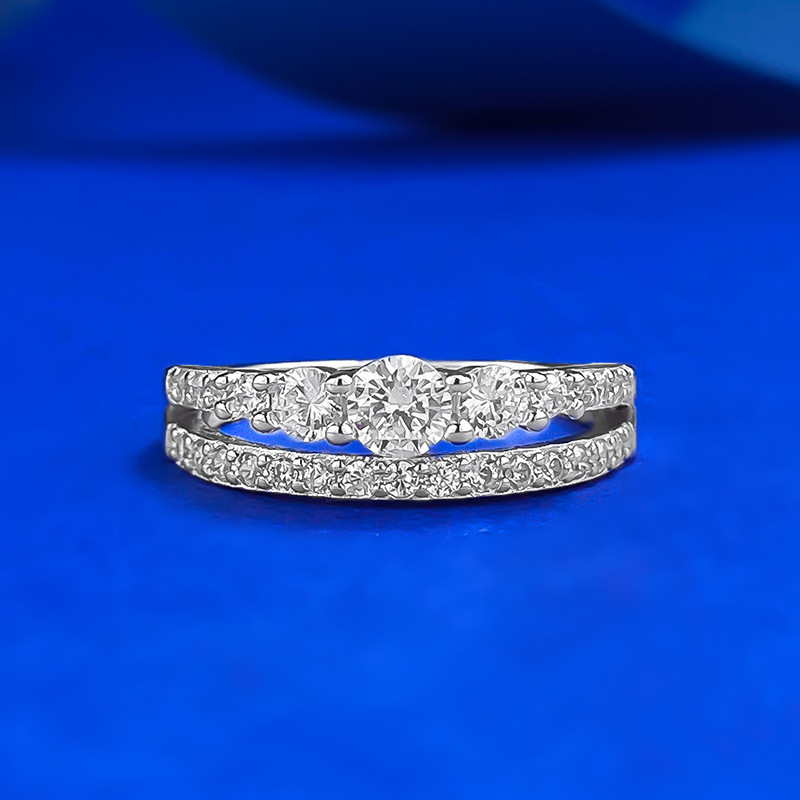 Brand Elegant Weddi Ris Luxury Jewelry Real 100% 925 Sterli Silver Designer Round Cut White Lab Moissanite Diamond Party Eternity Women Eagement Band