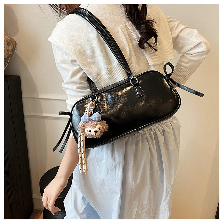 Free Delivery Designer Women's Fashionable Shoulder Bag Korean Style Niche Sweet Bow Handbag New Boston One Shoulder Diagonal Cross Casual Mobile