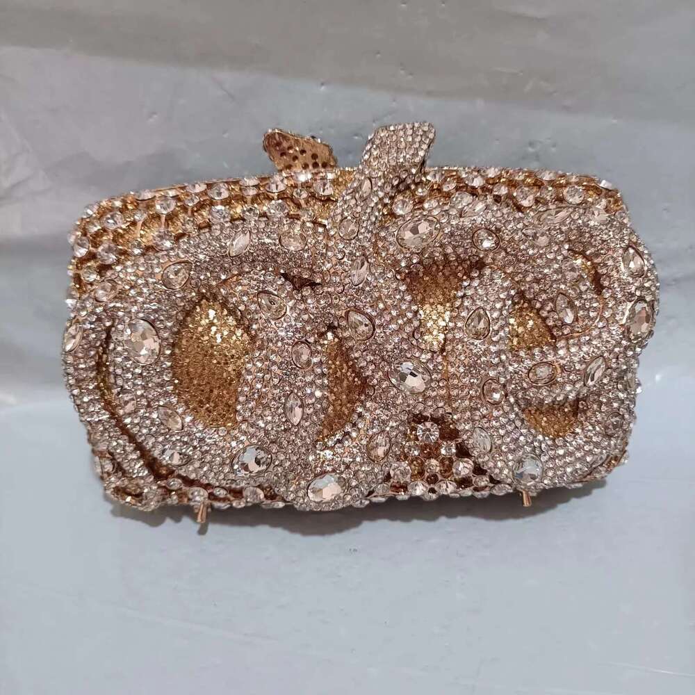 High Quality Designer Bags XIYUAN AB Gold Rhinestone Crystal Clutches Women Evening Bags Wedding Party Female Handbags Mini Phone Case Clutch Purse Lu
