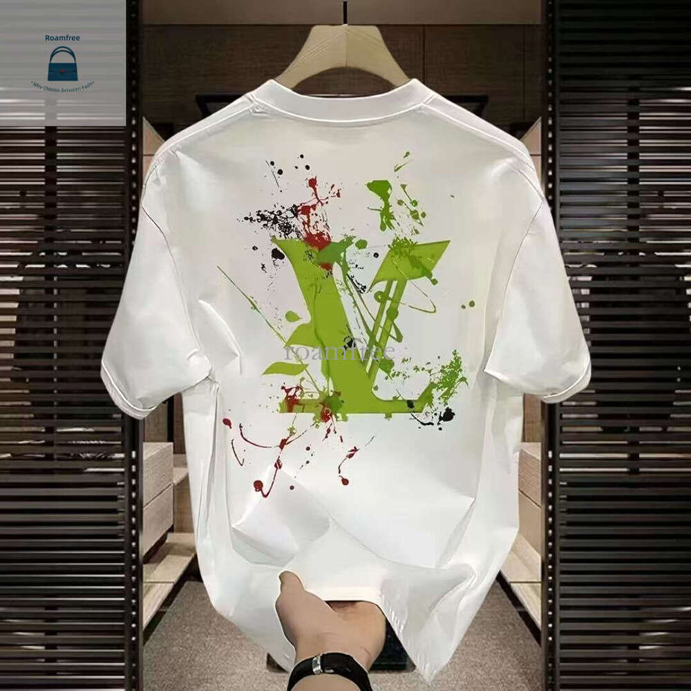 Pure cotton short sleeved high-end European men's summer top with a sense of luxury, unisex T-shirt trendy ddd