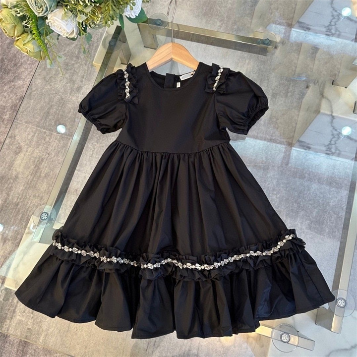 Dresses letter summer fashion short-sleeved dress girl designer clothing casual print princess pleated skirt 90-160CM A18