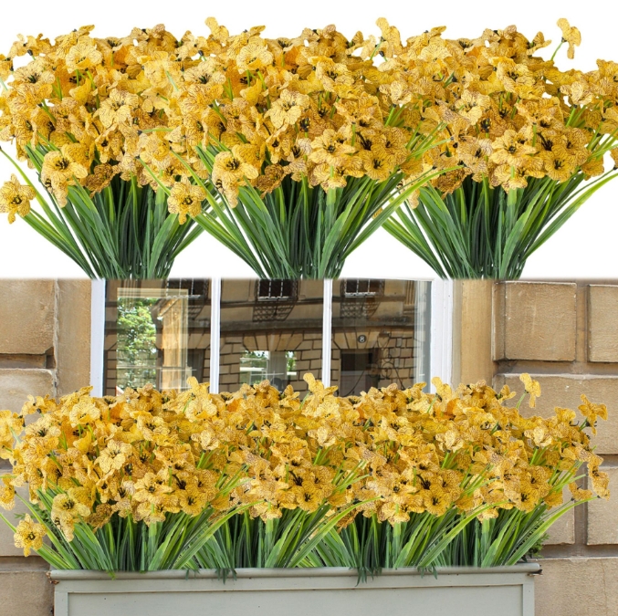 Artificial Flowers UV Resistant Fake Flowers Garden Home Wedding Farmhouse Festive Shrub Decor