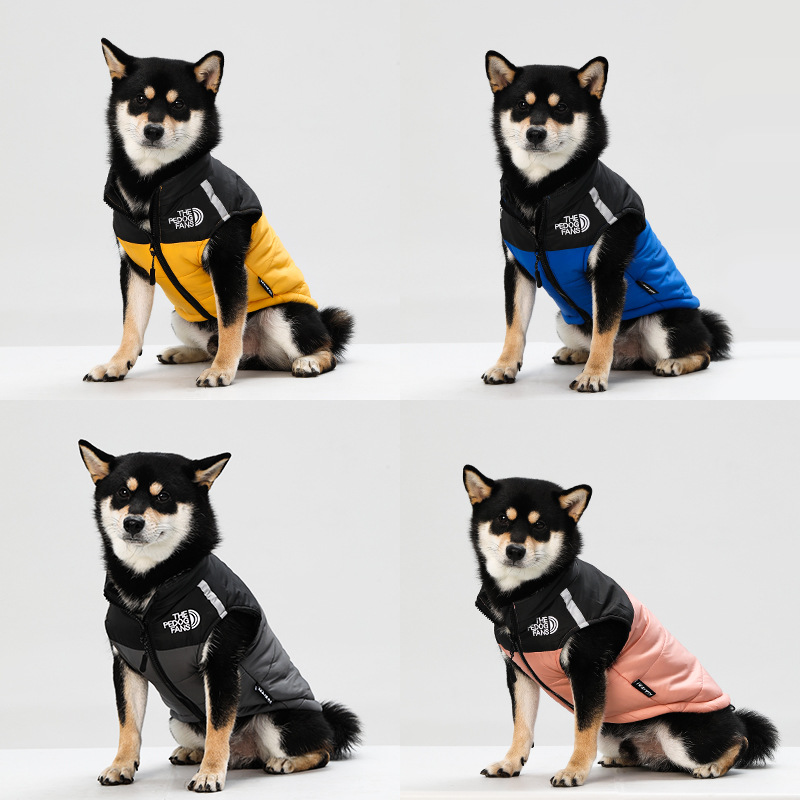 Dog Winter Coat with Leash D-ring, Dog Jacket Clothes with Zipper on Chest, Waterproof Windproof Warm Vest, Reflective Cold Weather Coats, for Small M