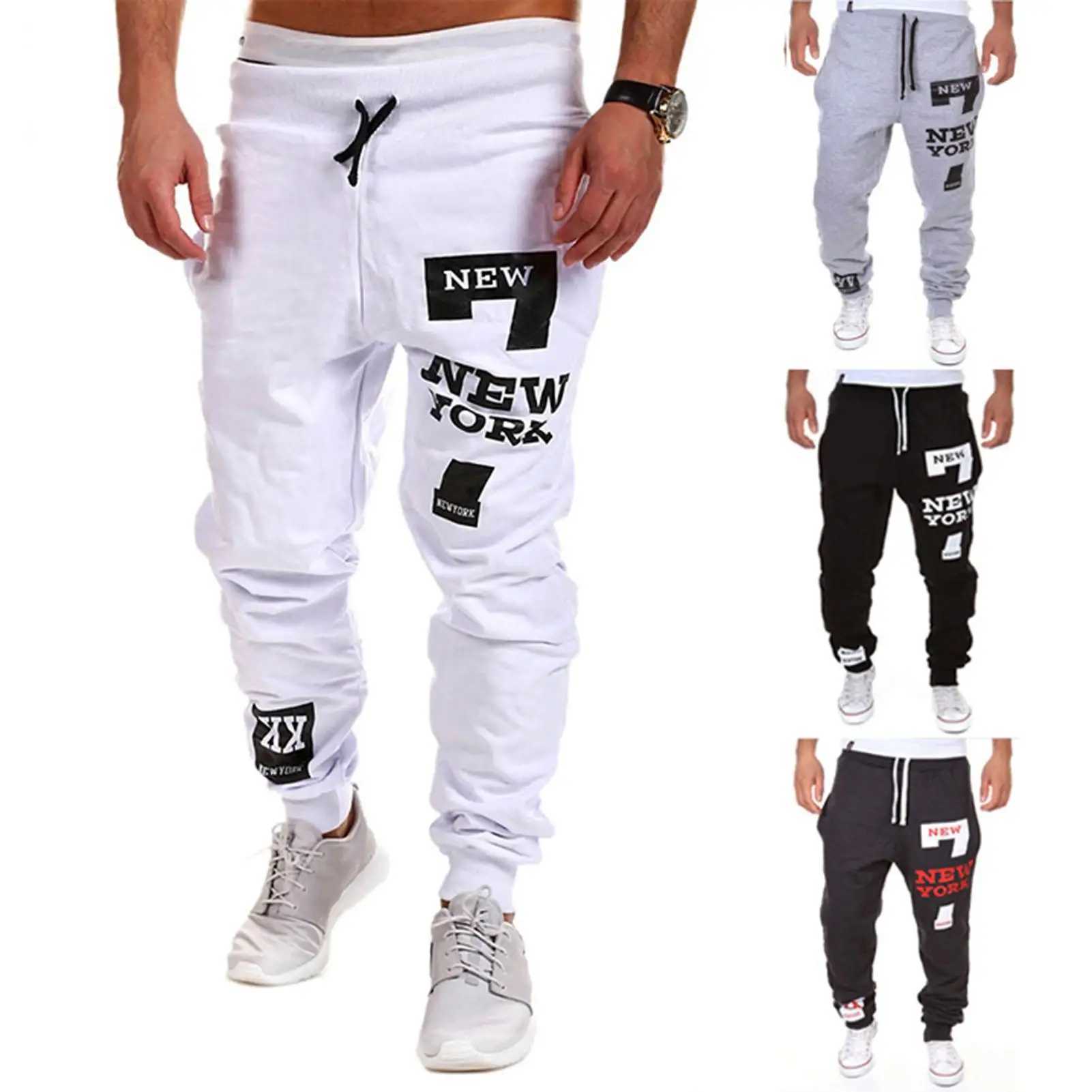 Mens Active Sweatpants Letter Print Joggers Trousers Drawstring Elastic Waist Fitness Gym Sports Pants Autumn Winter J250516MR5U