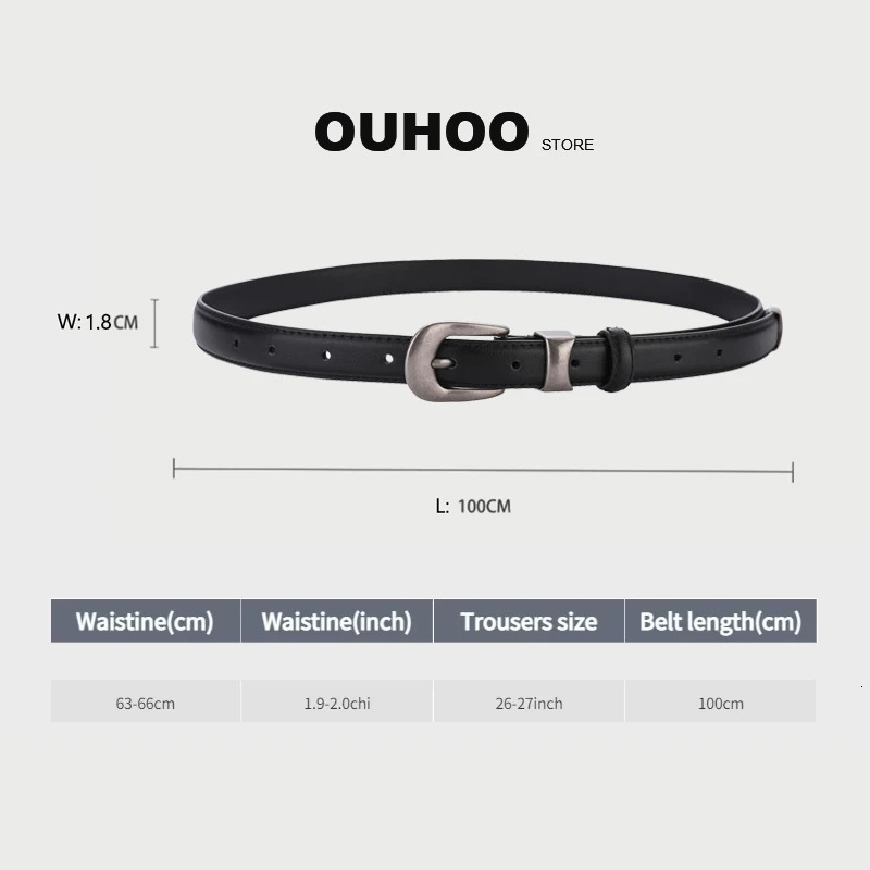 Retro silver buckle thin belt womens cowhide belt black decoration with jeans jacket versatile genuine leather waistband 250517