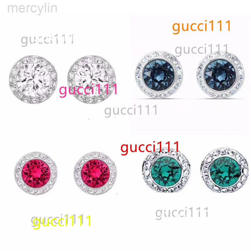 swarov Designer Pair Sweet And Compact Round White Diamond Button Earrings Angel Crystal Earrings Plated With Rhodium Earrings As A Gif E5JW Swarovski