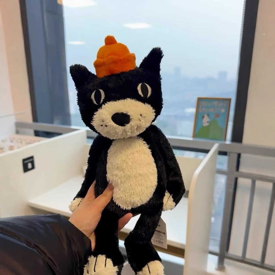 Plush Dolls Cute Lucky Cat Black Jellyscat Plush Toy Cute Large Doll Sleeping Doll Activity
