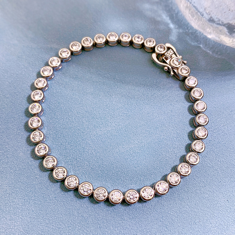 New S925 Silver Luxury High Carbon Diamond Tennis Bracelet Minimalist Full Diamond Chic Fashion Jewelry for Women