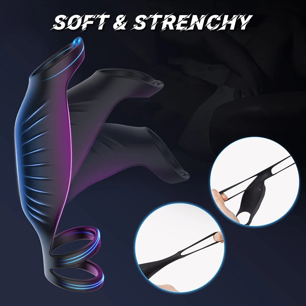 HESEKS Male Remote Vibrating Cock Silicone Sleeve Ring Delay Ejaculation Penis Enlargement Sex Toys For Men Testicle Vibrator 250519