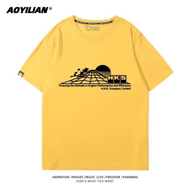 JDM Japanese Performance Car HKS Car Modification Culture Short-sleeved T-shirt Mens and Womens Cotton Half-sleeved Summer J250515