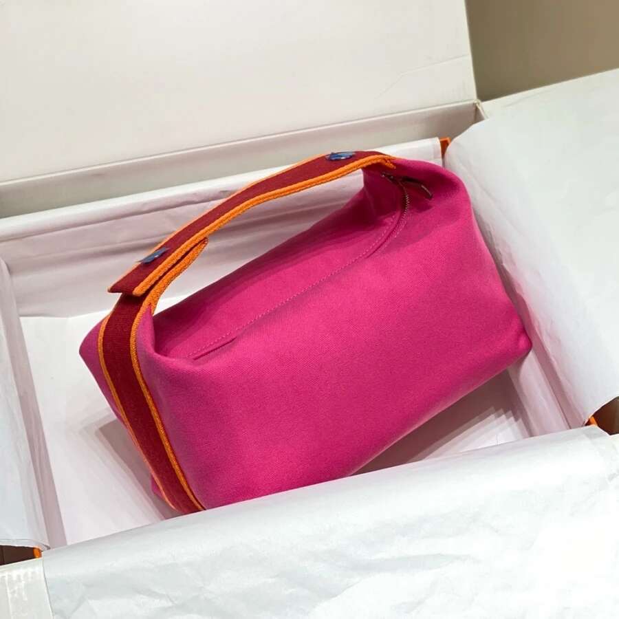 Simple Design Makeup Fashion Large Capacity Canvas Handbag Casual Womens Travel Toiletry Storage Wallet Small Square Bag