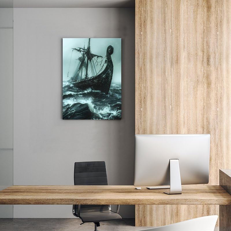 Generic Viking Ship Canvas Poster Wall Art Decor Print Picture Paintings for Living Room Gift ForBedroom Decoration 12x18inch(30x45cm), Frame-style