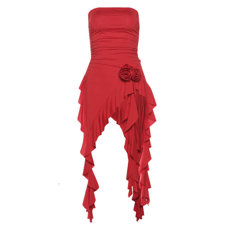 Sheath Dress Feng Summer New Women S Fashion And Sexy Waist Tie Wrapped Chest Irregular Edge Dress Summer Dress