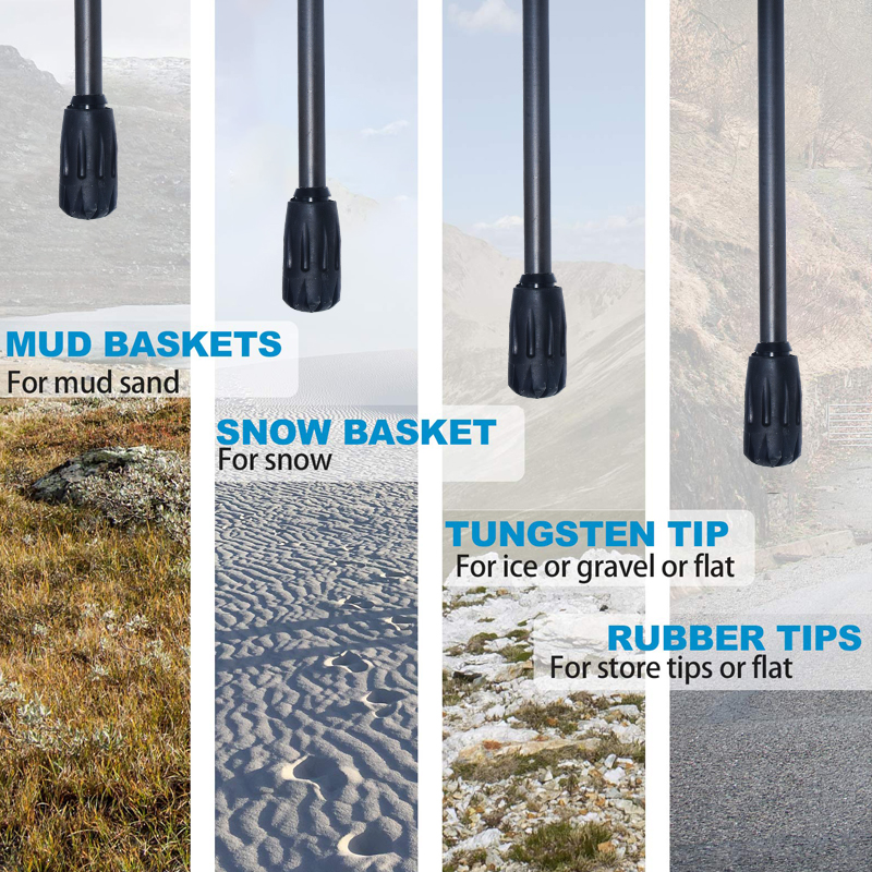 OKHEALING 5 Section Carbon Fiber Trekking Poles Ultra-light Off-road Collapsible Cane Portable Walking Stick with EVA Handle for Hiking, Camping, Back